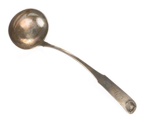 CHARLES A. BURNETT, GEORGETOWN, DC COIN SILVER PUNCH / SOUP LADLE