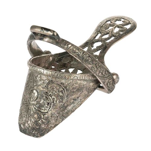 SPANISH COLONIAL SILVER LADY'S SIDESADDLE SLIPPER STIRRUP