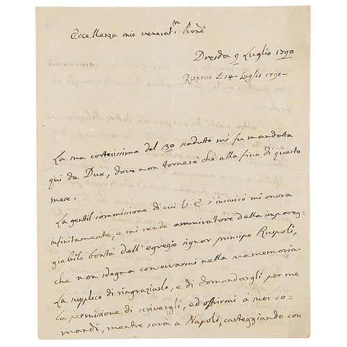 Giacomo Casanova Rare Autograph Letter Signed on European Wars and Politics