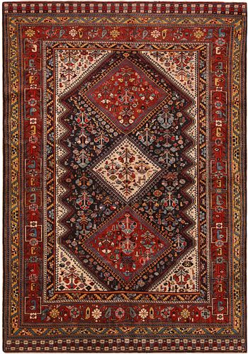 No Reserve - Antique Persian Qashqai Rug 7 ft 10 in x 5 ft 2 in (2.38 m x 1.57 m)