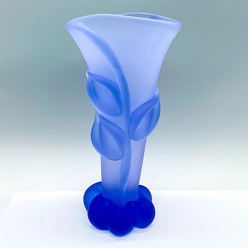 Vintage Tommie Rush Glass Floral Vase, Neo-Blue Botanical