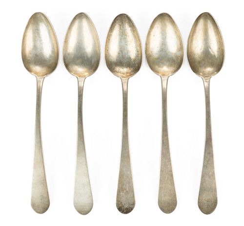 WILLIAM RICHARDSON, RICHMOND, VIRGINIA COIN SILVER TABLESPOONS, SET OF FIVE