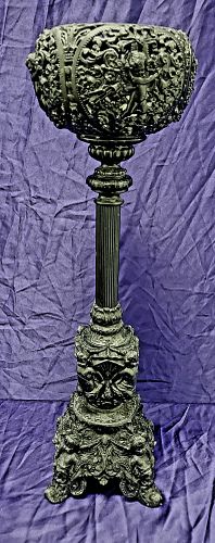 Wrought Iron Jardiniere and Pedestal