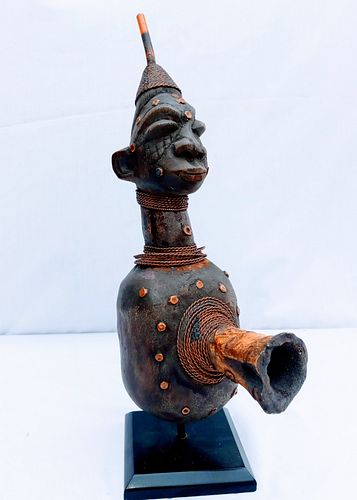 Antique African Congo Figural Smoking Tribal Pipe