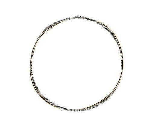 David Yurman 18K Gold Sterling Crossover Cable Collar Necklace