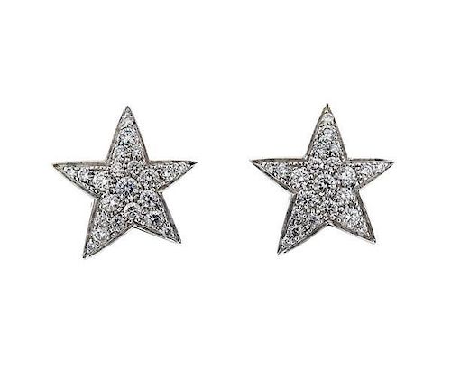 Chanel Comete 18K Gold Diamond Star Earrings
