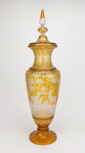 Large Boehemian amber glass pokal