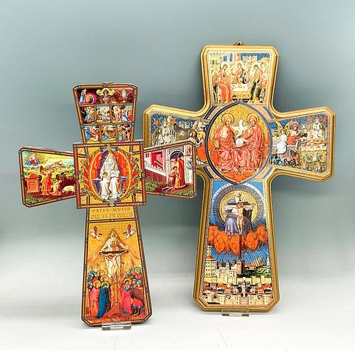 2pc Wood Icon Art Crosses, Images of Jesus