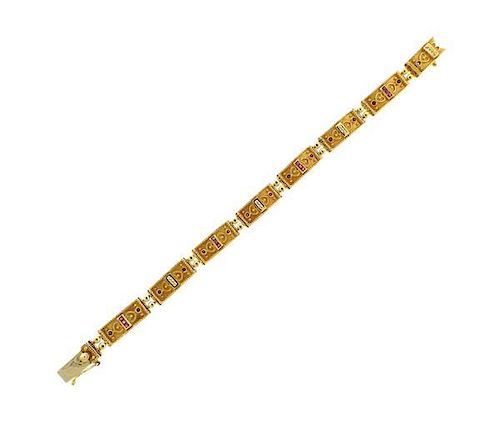 14k Gold Ruby Link Bracelet