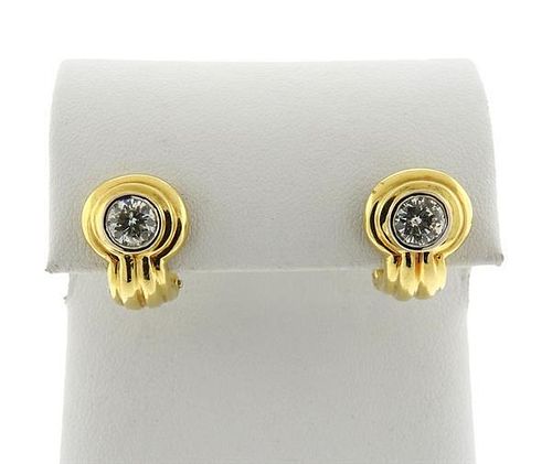 Italian 18K Gold Diamond Earrings