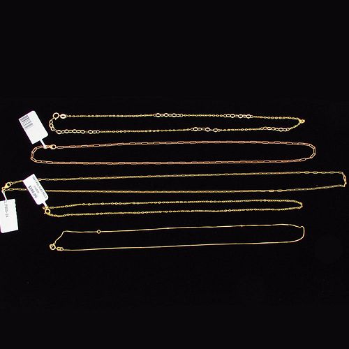 Five 14k Yellow Gold Chains