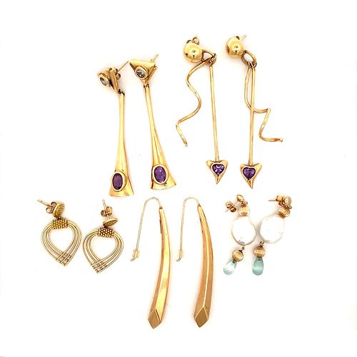 Five Pairs of Gold Earrings Including Lagos