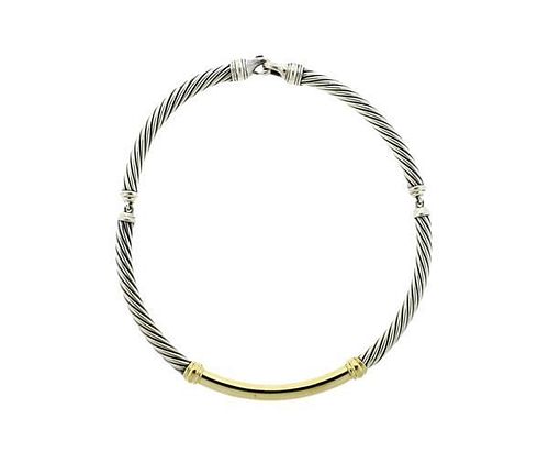 David Yurman Metro14k Gold Sterling Cable Necklace