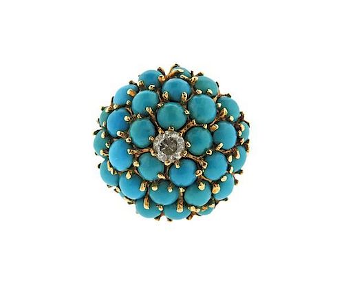 14k Gold Turquoise Cocktail Ring