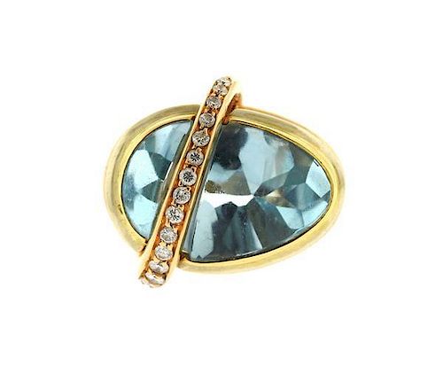 La Nouvelle Bague 18K Gold Diamond Blue Stone Ring