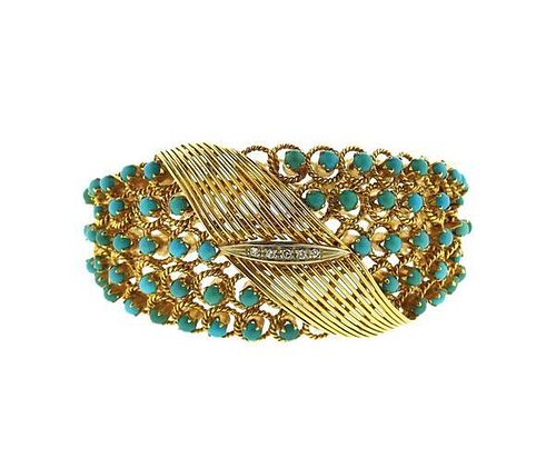14K Gold Diamond Blue Stone Bangle Bracelet
