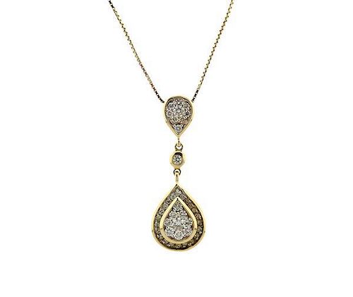 14K Gold Diamond Slide Dangle Pendant Necklace