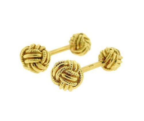 18K Gold Knot Barbell Cufflinks