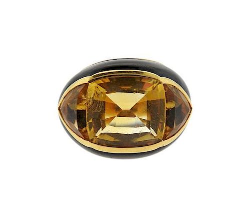 Verney Paris 18K Gold Onyx Citrine Ring