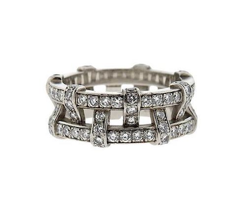 Tiffany &amp; Co. Platinum Diamond Weave Band Ring