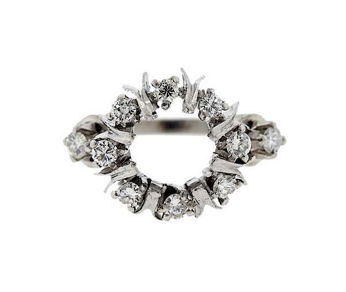 Mid Century Platinum Diamond Engagement Ring Mounting
