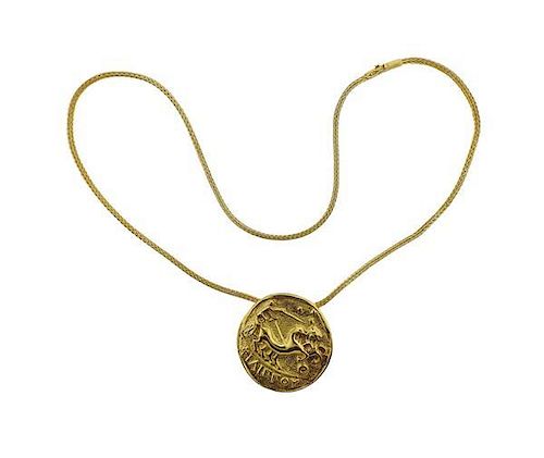 Ilias Lalaounis 18K Gold Large Pendant Brooch Necklace