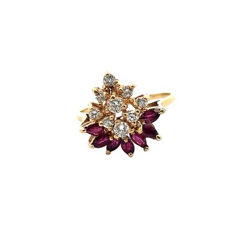 Rubies and Diamonds 14k Gold Ring