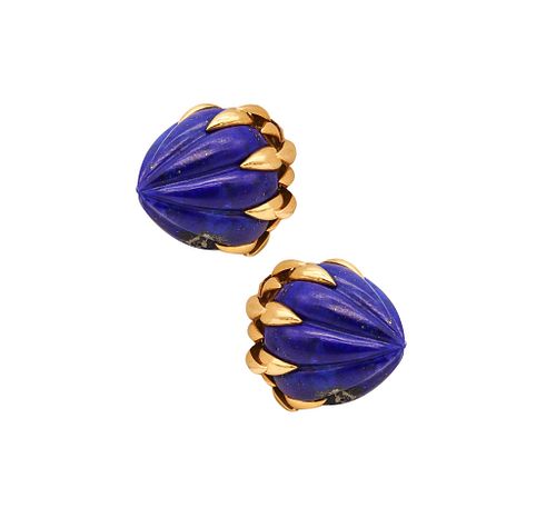 Pierre SterlÃ© Clip On Earring In 18Kt Gold With Lapis Lazuli