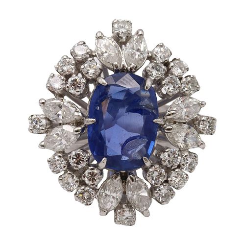 Gia Certif Burma No heat Sapphire & Diamonds Platinum Ring
