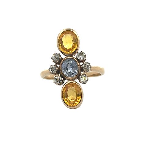 Sapphires and Diamonds 18k Gold Ring