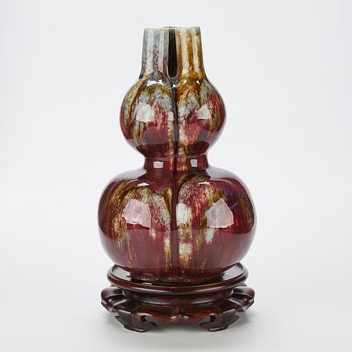 Chinese Porcelain Flambe Double Gourd Vase