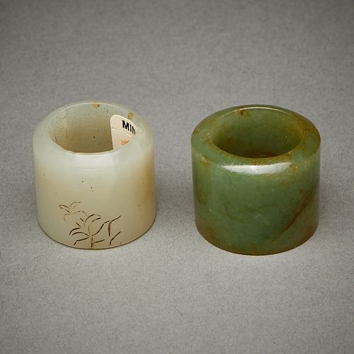 2 Chinese Jade Archer's Rings