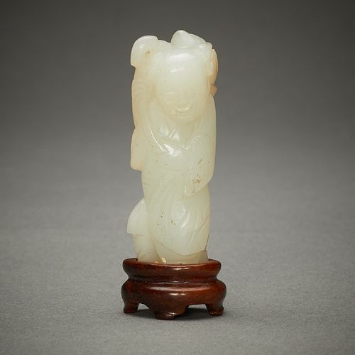 18th c. Chinese Pale Jade Boy Carving