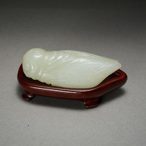 18th-19th c. Chinese Carved Pale Jade Cicada