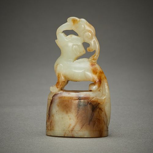 Chinese Fu Lion Jade Carving Seal