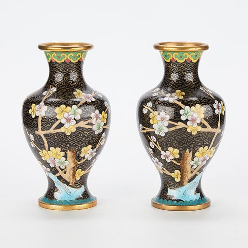 Pair of Small Chinese Cloisonne Vases