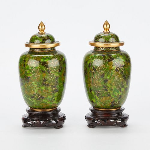 Pair of Small Chinese Cloisonne Vases
