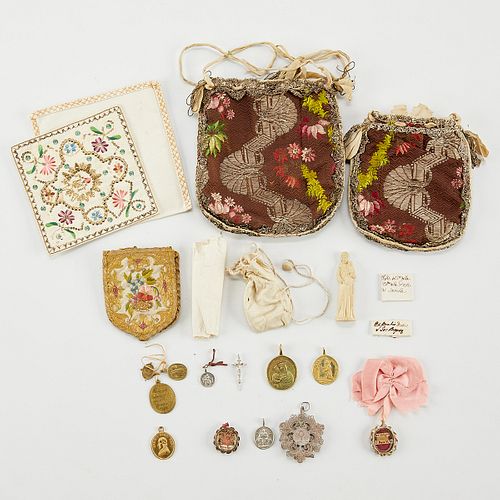 Group 18th-19th c. Italian Embroideries & Relics
