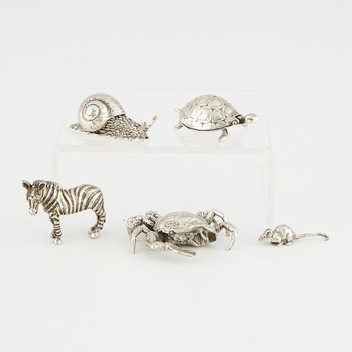 5 Florentine 800 Silver Miniature Animals