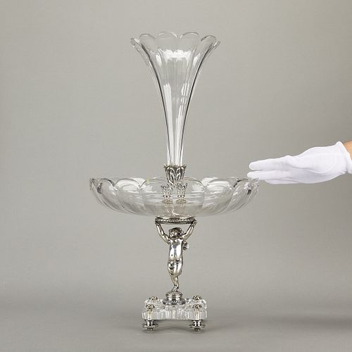 Baccarat Crystal Glass & Silver Epergne