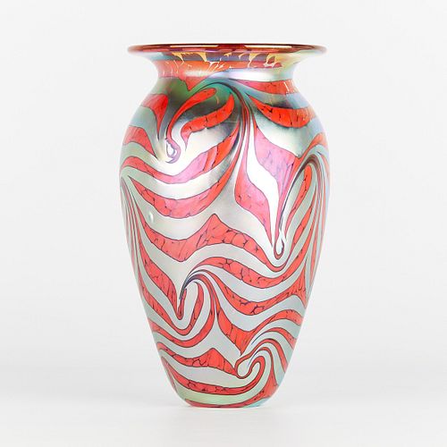 Robert Eickholt Art Glass Swirl Vase