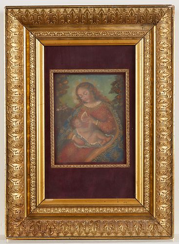 20th c. Spanish Colonial Madonna Painting