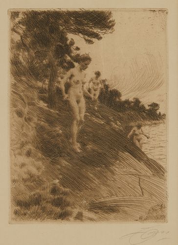 Anders Zorn "Frightened" Etching 1912