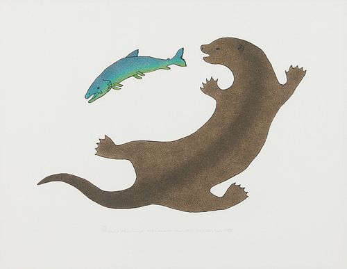 Paulosie Sivuak "Otter Fishing" Print 1986
