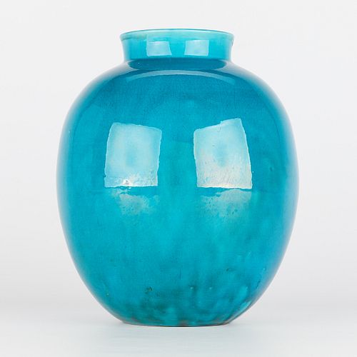 Blue Glazed Danish Vase Herman Nils Style Drilled