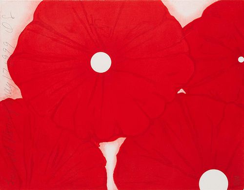 Donald Sultan "Four Red Flowers" Woodcut 1999