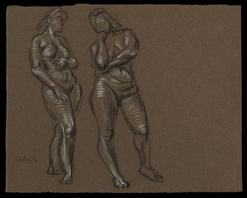 Paul Cadmus Two Female Nudes Crayon on Paper