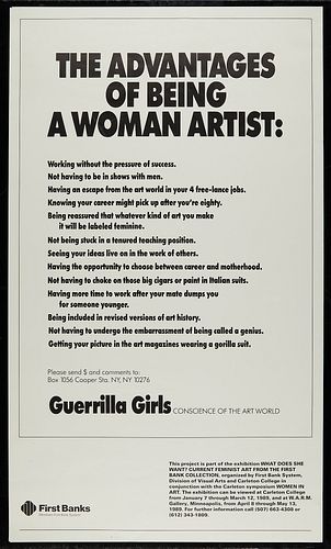 Guerilla Girls Advantages of Being a Woman Artist