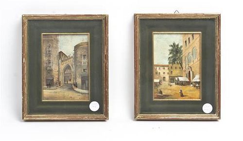A Pair of European Decorative Watercolors, Height 7 x width 4 3/4 inches.