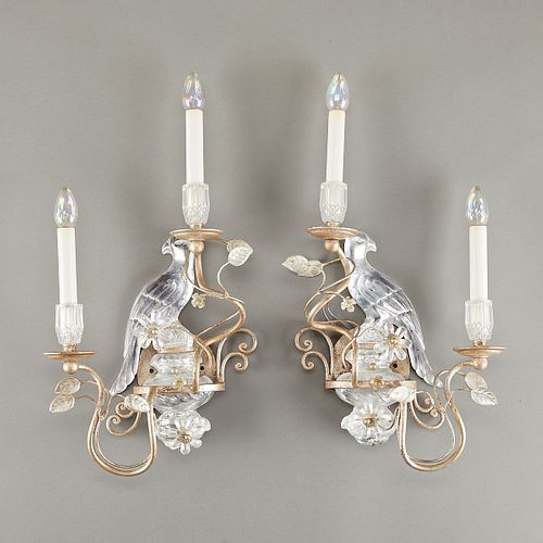 Sherle Wagner Bagues Style Crystal Bird Sconces